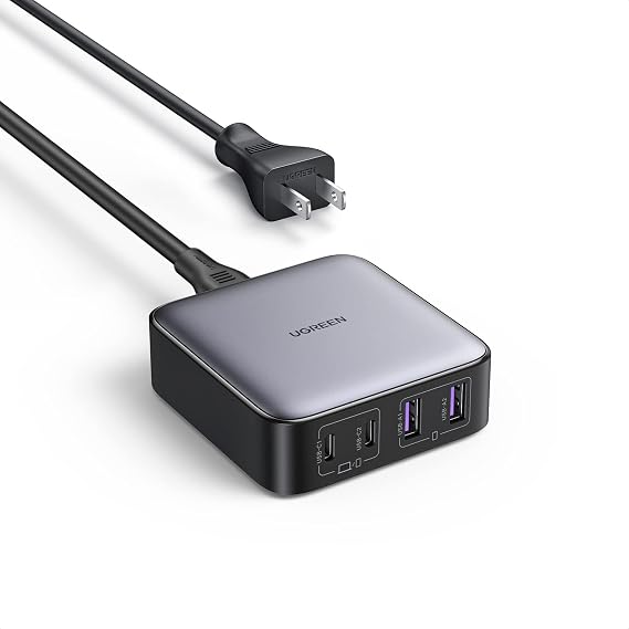UGREEN Nexode 65W GaN USB C Charging Station, 4-Port Desktop Charger with 2 USB-C and 2 USB-A for iPhone 17/16/15, Galaxy S25/S24 Ultra, Pixel 10/9, iPad Pro, MacBook Pro/Air, Steam Deck