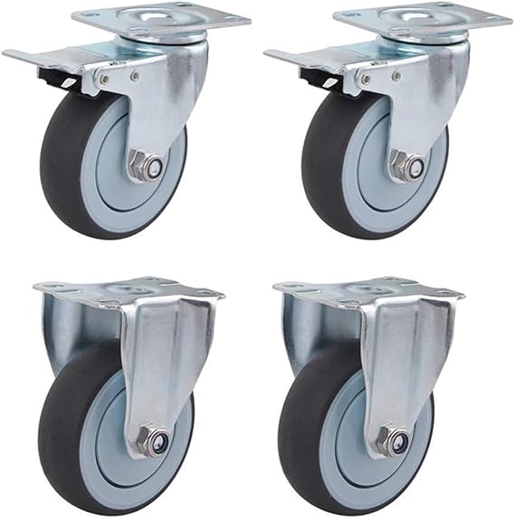 Stem Casters Heavy Castor Wheels-4pcs Swivel Industrial Caster Wheels,Blue TPR Rubber Trolley Furniture Castor,Heavy Duty,Mute Workbenches
