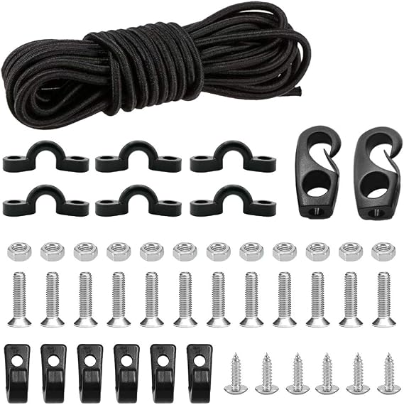 Kayak Deck Rigging Kit 8 Feet Bungee Cord with Bungee Cord Ends Hooks