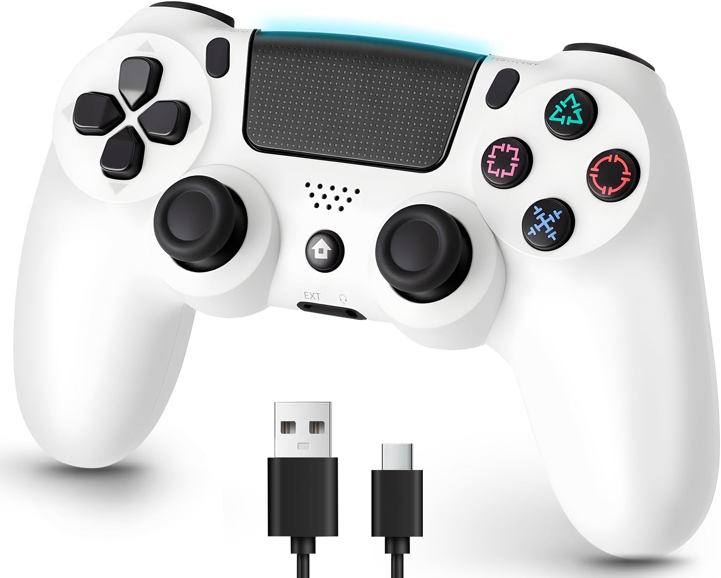 PS4 Controller 2025 Innovative Edition Update PS4 Controller - PC Turbo Continuous Fire Function 6-Axis Gyro Sensor Double Vibration High Precision Button Bluetooth5.4 WirelessWired Stable Connection 1000mAh Fast Charging 16 Hours Continuous Use Human Engineering Design Easy to Hold Touch Pad With Earphone Jack Wireless Controller P3P4P4 ProSlimPC Compatible Japanese Instructions Genuine Product