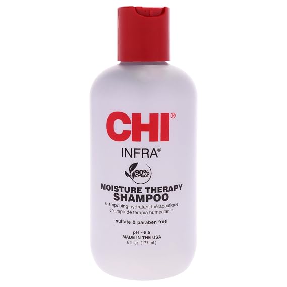 CHI Infra Shampoo, Gently Cleanses Scalp & Hair, Hydrating & Nourishing For All Hair Types, Designed for Heat Damaged Hair, Sulfate, Paraben, Cruelty-Free, 6 Oz
