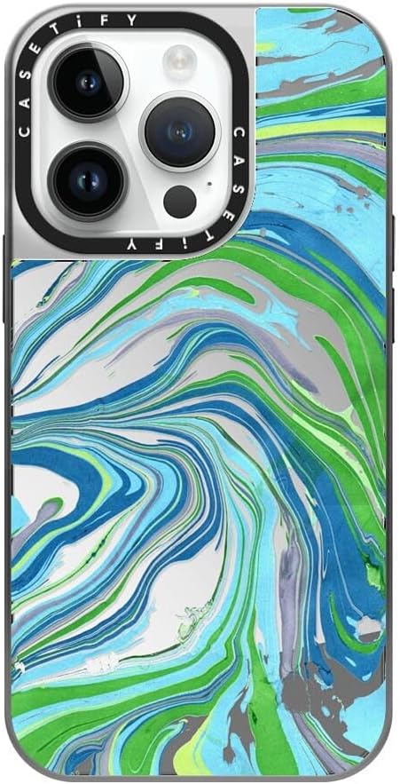 CASETiFY for iPhone 14 Pro Case - Mirror Compatible with MagSafe | Reflective | 4.9 ft. Drop Protection | NO MONDAY BLUES | Silver On Silver