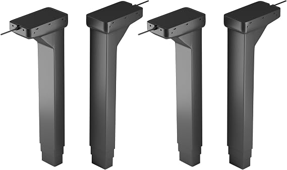 PROGRESSIVE AUTOMATIONS 24VDC Adjustable Electric Lifting Column System - 720 lbs, 23.5" - 49" Height Range - Set of 4 Sit Stand Desk Columns, Control Box, Mounting Brackets, Remote, Black Color