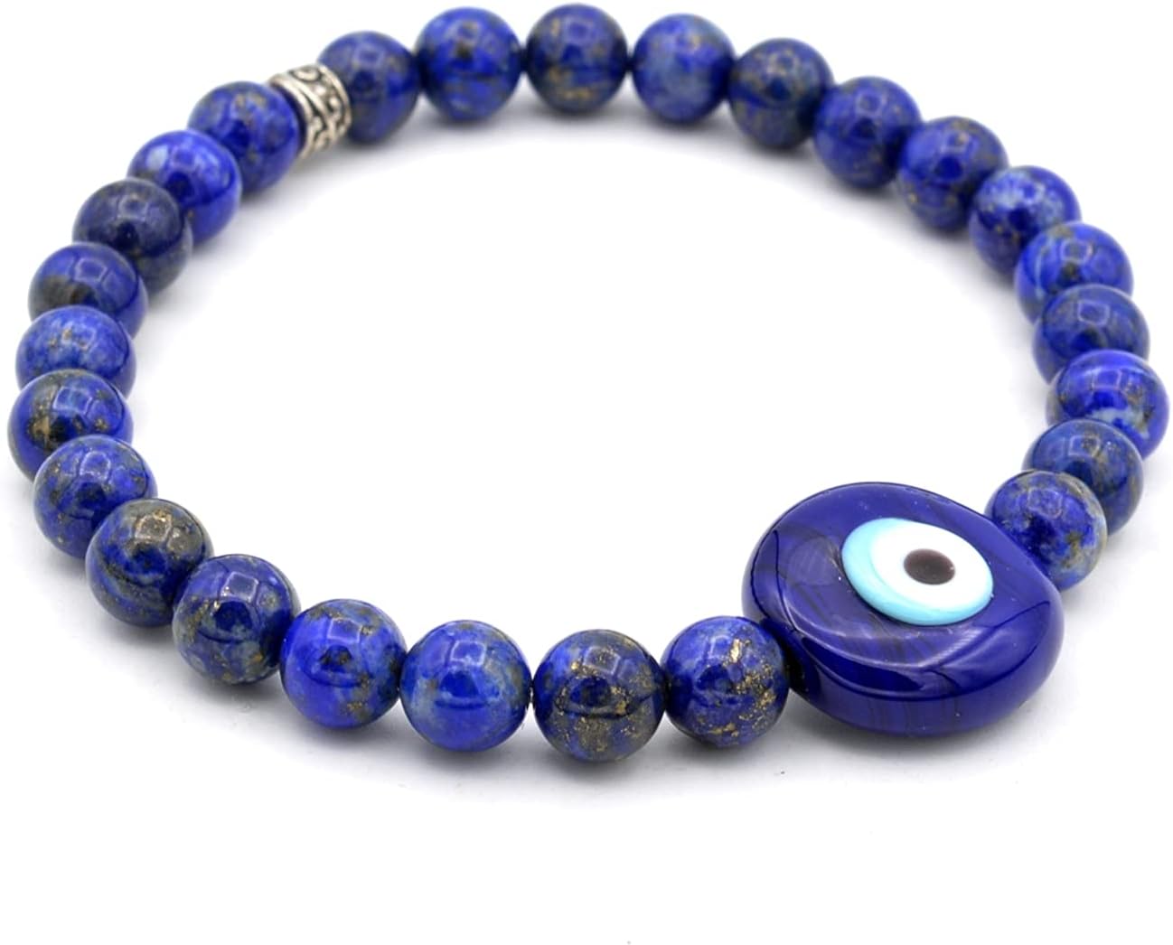 Murano Glass Evil Eye Bead Design Natural Lapis Lazuli Stone Bracelet