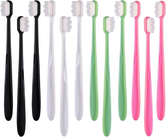 12 Pcs Soft Toothbrush, Soft and Comfortable Soft Bristle Toothbrush, Comfortable Grip Nanobrush, Soft Toothbrush for Adults Used for Cleaning the Mouth and Teeth