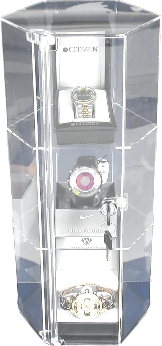 FindingKing Large Revolving Rotating Showcase Display Locking Acrylic Case