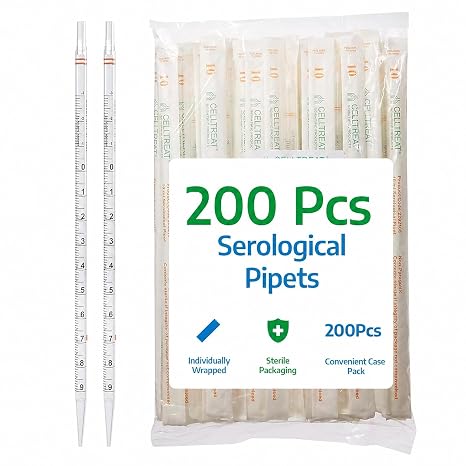 Celltreat 229210B Serological Pipet 10mL, Sterile Individually Wrapped 200
