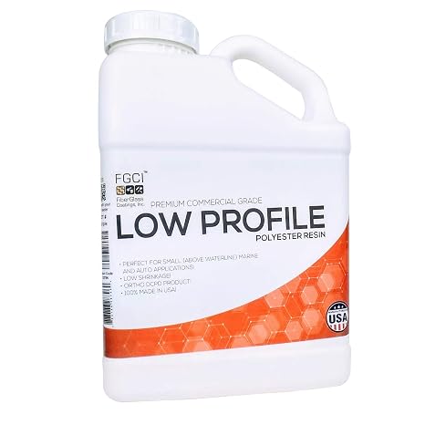 FGCI Low Profile Polyester Resin 1 Gallon Kit with 2 oz MEKP