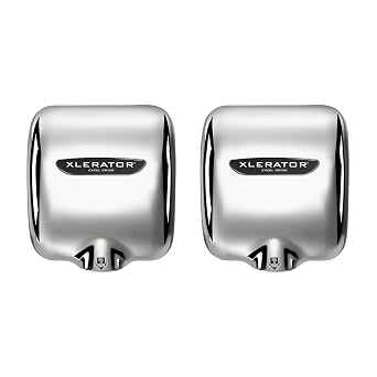 XLERATOR XL-SB 1.1N High Speed Commercial Hand Dryer, Brushed Stainless Cover, Excel Dryer, Automatic Sensor, Surface Mounted, Noise Reduction Nozzle, LEED Credits 12.2 Amps 110/120V (2 Pack)