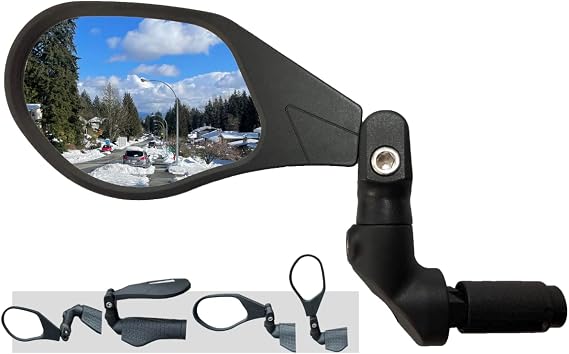Hafny NEW Bar End Bike Mirror, HD Automotive Grade Glass Lens, Large Surface, Shatterproof, Multi-Angle Adjustable, E-Bike Mirrors (HF-M903LB-FR01,(Left Side, Blue Glass))