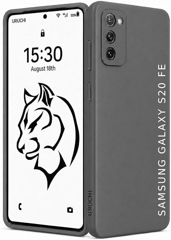 URUCHI Samsung S20 FE ile Uyumlu Kılıf, İçi Kadife Kaplamalı İnce Sıvı Silikon Kapalı Kamera Tam Koruma Yumuşak Silikon Kapak, Gri