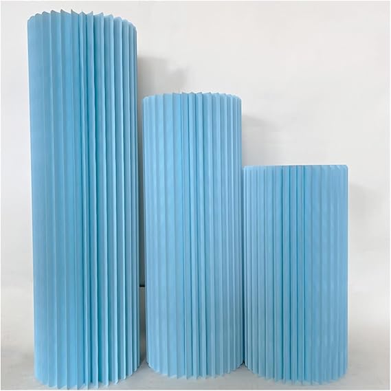 Cylinder Stands for Party, Foldable Paper Columns Display Pedestals Stands, Parties Decoration Wedding Cardboard Rack, Blue(B)