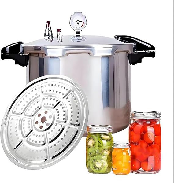 22L Caner Pressure Cooker with Cooking Rack, Pressure Can Extra Large Size Perfect for Large-Scale Canning Operations Explosion-proof Safety Valve Burn-Resistant Insulated Handle, Induction Cooker