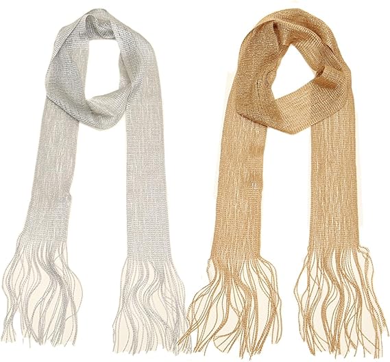 LMVERNA Women Fashion Lightweight Glitter Scarf for Evening Party 2 pieces
