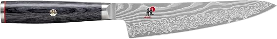 Miyabi Kaizen II Japanese 5.25-inch Prep Knife, Precision Kitchen Knife, Black Pakkawood Handle, 48-Layer Flower Damascus Pattern, Handcrafted in Seki, Japan