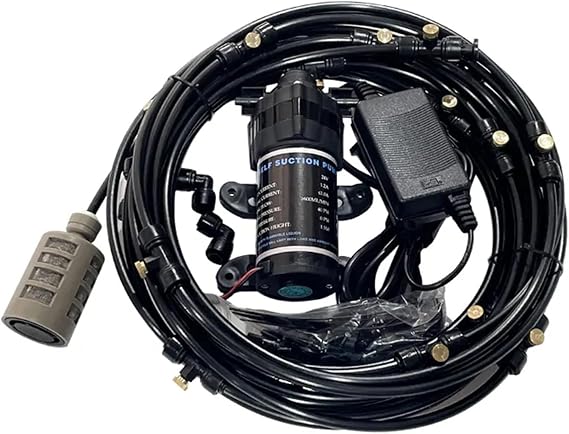 Outdoor Misting Cooling System, Misters for Outside Patio,Mist Cooling System,Backyard Mist Hose Kit for Garden, Greenhouse, Fan, Deck, Umbrella, Canopy, Pool, Porch, Black(Size:6m Tube+ 6nozzles)