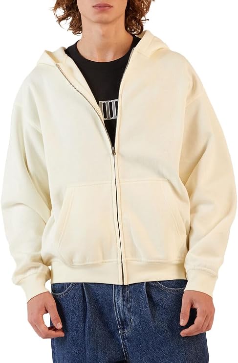 PacSun Men's Cream Vintage Wash Full Zip Hoodie