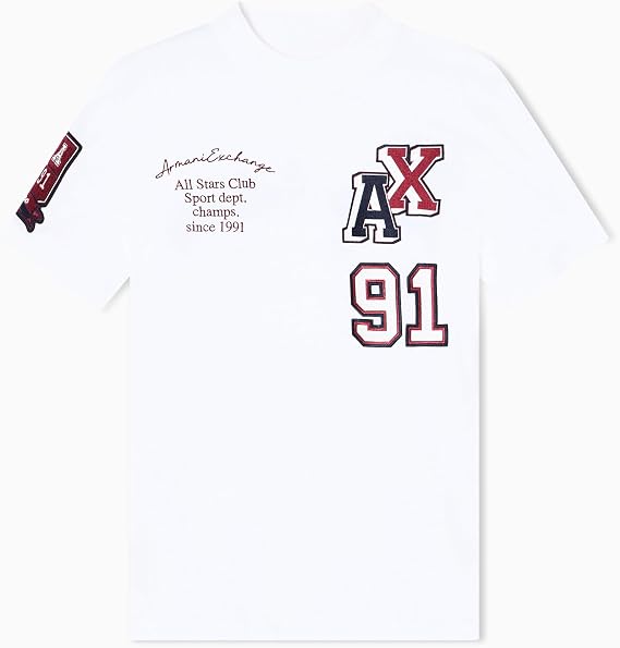 Armani Exchange Men's Multi Logo Embroidered Tee