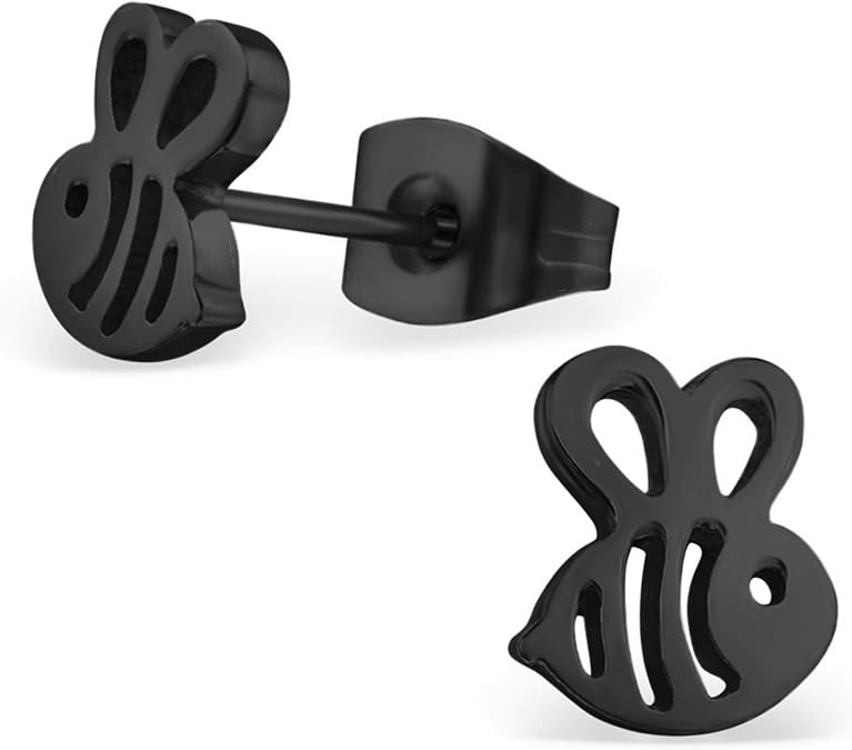 Stainless Steel Tiny Honey Bumble Bee Stud Post Earrings