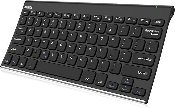 Arteck Bluetooth Keyboard, Stainless Steel Universal Portable Wireless Bluetooth Keyboard for iOS iPad 10.2-inch, Air, Pro, Mini, Android, Windows Tablets PC Smartphone Built in Rechargeable Battery