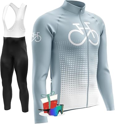 Mens Winter Cycling Jersey Sets,Long Sleeve Fleece Thermal Bike Jacket,Cold Weather,Full zip Biking Bicycle Shirt TypA-17,4XL