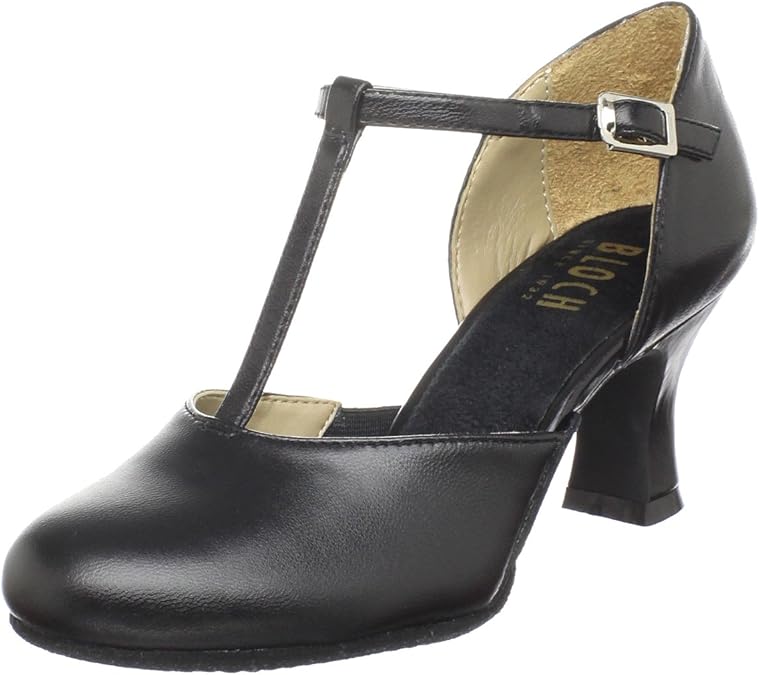 Bloch Womens Splitflex T-Strap Leather Character Dance Shoes, 2.5 Inch Heel