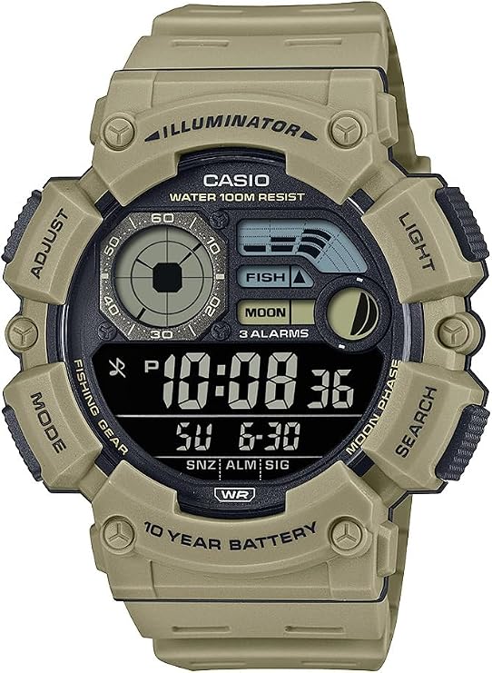 Casio WS1500H Series | Mens Digital Watch | 100M WR | Dual Time | Countdown Timer | LED Light | Moon Phase | Fishing Mode | Auto Calendar | Multi Alarms | 1/100 SEC Stopwatch