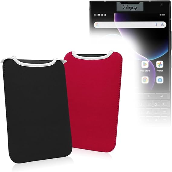 BoxWave Case Compatible with Unihertz Titan 2 - SlipSuit, Soft Slim Neoprene Pouch Protective Case Cover - Jet Black/Crimson Red (Reversible)