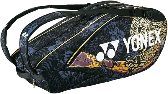 YONEX Osaka Pro 6 Racket Bag, Black/Gold, Adjustable Shoulder Straps, Shoe Compartment