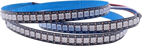 APA102 RGB Led Strip Light Similar SK9822 1m 144 LED Data and Clock Separately Individually Addressable Black PCB IP30 DC5V