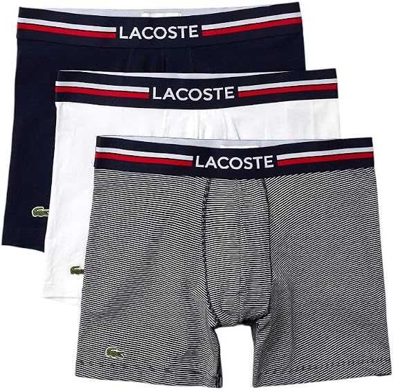 Lacoste Men's Cotton Stretch Tricolor Waistband Boxer Briefs, 3-pack Boxer Briefs (pack of 3)