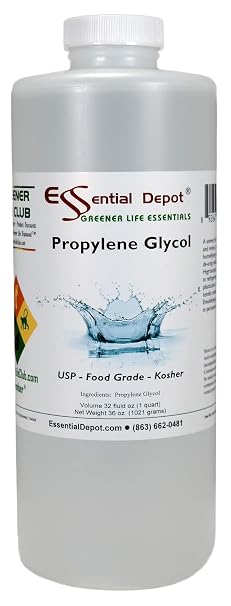 Propylene Glycol - PG- 1 Quart (36 oz net wt) - USP - Kosher - Food Grade - Safety Sealed resealable HDPE Container, Microwave (Remove foil Seal) Safe, Freezer Safe