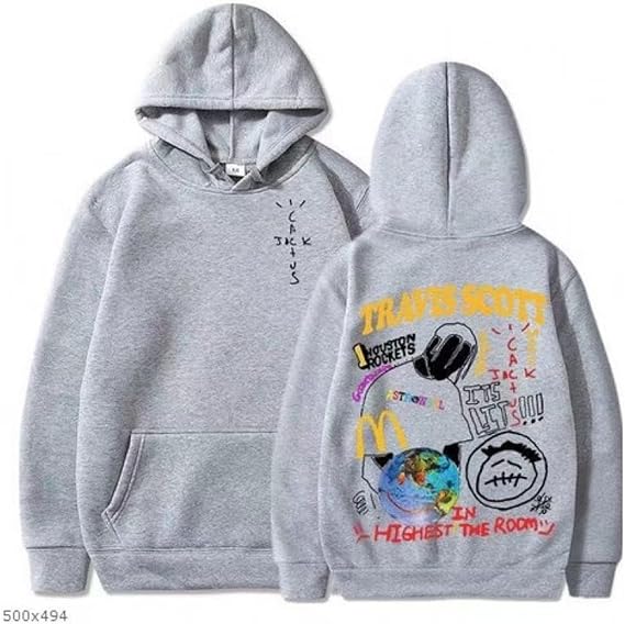 Unisex Travis Scotts printed Hoodie, Hip hop loose long Sleeve Hoodie Back Printed Street Sweatshirt Y2K