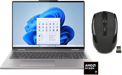 Lenovo Yoga 2-in-1 16 2K Touch Laptop | AMD Ryzen 7 8840HS Beat Intel Ultra 5| AMD Radeon Graphics | Backlit | Fingerprint | 16GB RAM DDR5 | 1024GB SSD | Windows 11 Home | Bundle with Wireless Mouse