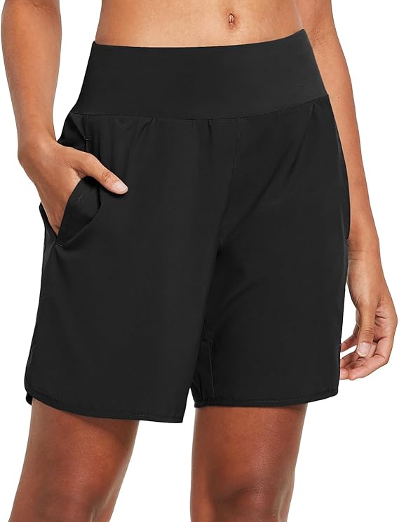 baleaf Women's 7" Running Athletic Shorts with Liner Workout Zipper Pocket