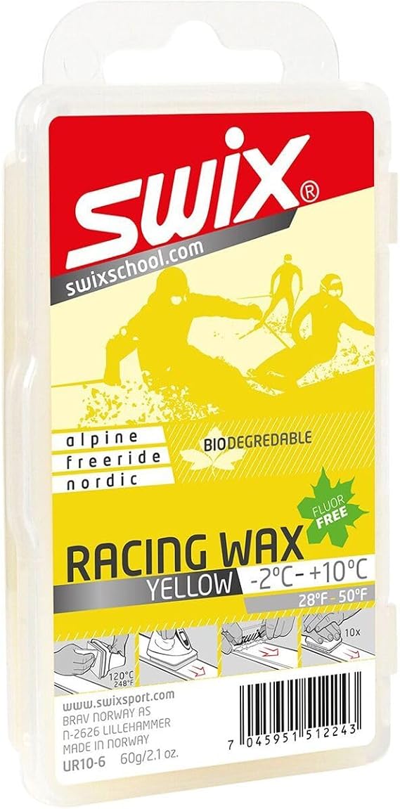 Swix Bio Degradable Ski/Snowboard Warmer Conditions Wax (180g Bar), Yellow, 7"x3"x2"