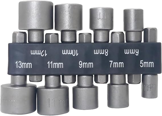 1/4'' Driver Hexagon shank Power Nuts Driver Drill Bit Tools Socket Wrench Set 9-pieces