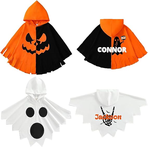 Personalized Ghost Costume for Kids White Ghost Pumkin Ghost Cape Spooky Halloween Costume for Party Cosplay Costume