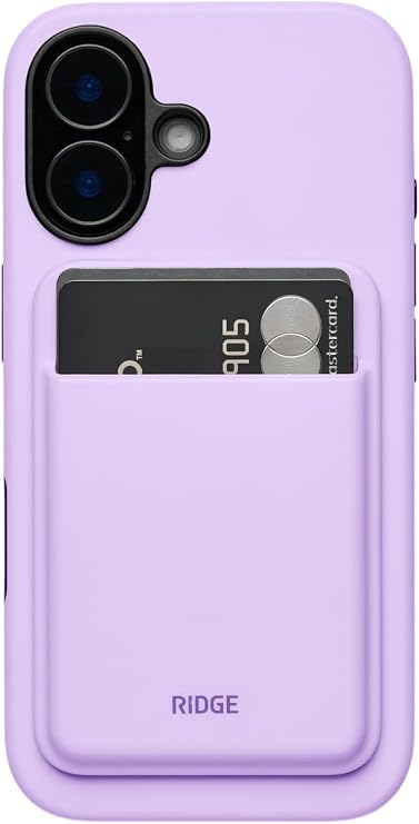Ridge Card Holder Compatible with Magsafe - High-Strength For A Secure Hold, Keeps Up To 3 Card, Shatterproof TPU (Lavender)
