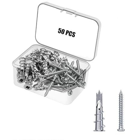 50 PCS Heavy-Duty Self Drilling Drywall Anchors with Screws Kit, Anchors and Screws Kit, No Drill Or Holes in Wall Drywall Anchors