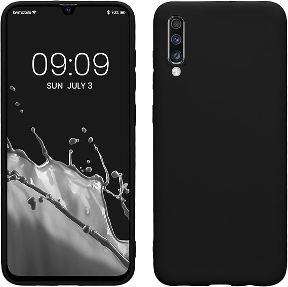 kwmobile Case Compatible with Samsung Galaxy A70 Case - Soft Slim Protective TPU Silicone Cover - Black Matte