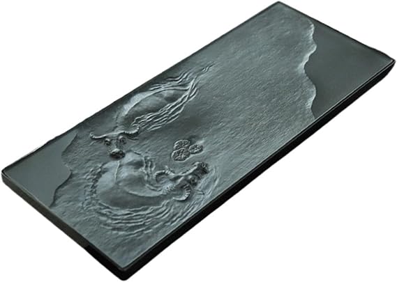 Tea Trays for Serving Black Ebony Stone Tea Tray Household Chinese Carving Large Drainage Tea Table Tian Luo Green Stone Small Tea Tray Gongfu Tea Tray(120 * 60 * 3cm)