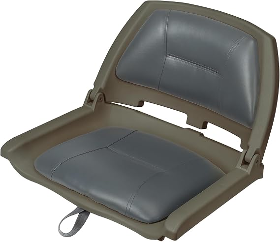 ERGOSEAT Folding Boat Seat Padded Fishing Boat Seat with Backrest (Brownshell Charcoal)