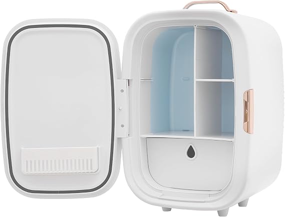 12L Mini Skincare Fridge - Portable Cosmetic Refrigerator with LED Light, 4-60C Temperature Control for Makeup, Lipstick, Drinks, Bedroom, Office, Dorm (White)