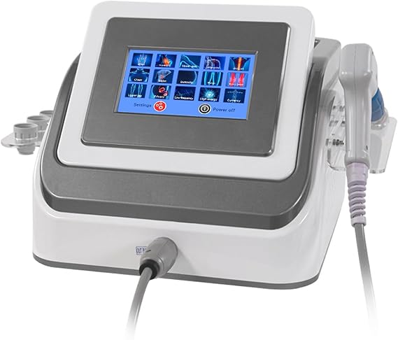 Shockwave Therapy Machine, Extracorporeal Shock Wave Therapy Eswt Machine Body Massager Shockwave Therapy Machine, with 5massage Heads 0.5-8 Bar for Pain Relief,Grey