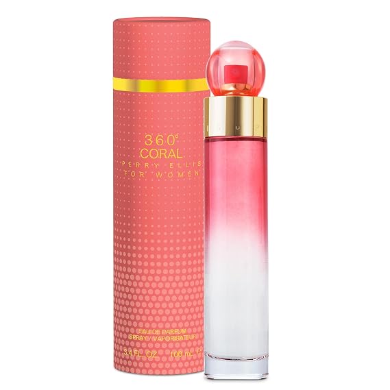 Perry Ellis Eau De Parfum Spray for Women, 360 Coral, 3.4 Ounce, Multicolor