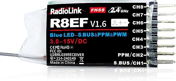 Radiolink R8EF 8 Channels 2.4GHz RC Receiver SBUS/PPM/PWM Long Range Control RX for Airplane Truck Robots Helicopter RC Transmitter T8FB/T8S/T12D/T16D/RC8X/RC4GS V3/RC6GS V3