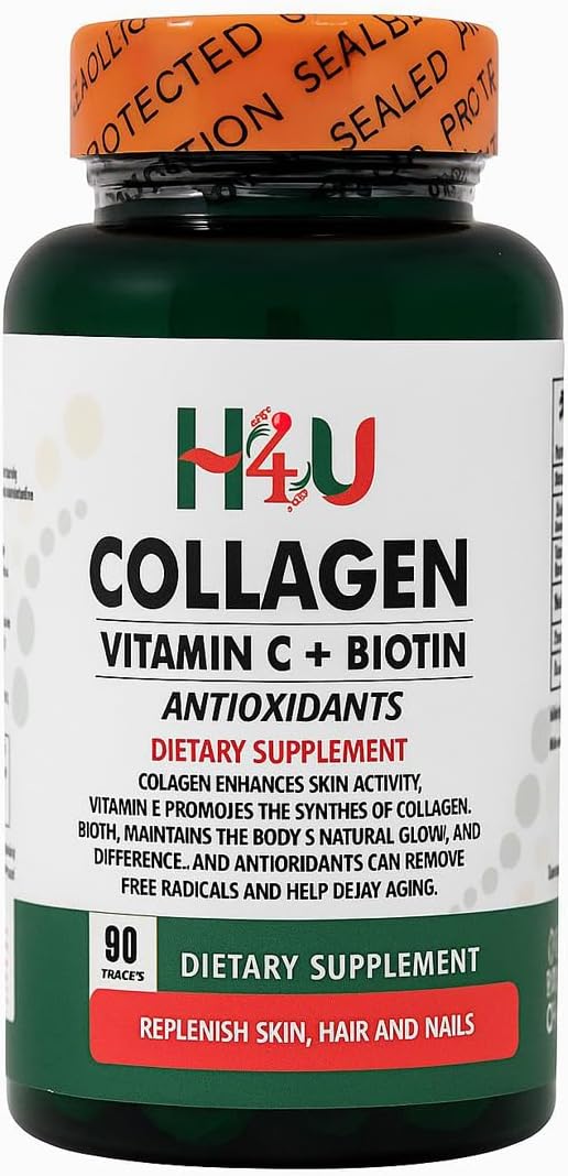 H4U Collagen with Vitamin C and Biotin, Skin, Hair and Nails Supplement, Includes Antioxidants, Tablet, 90 Count