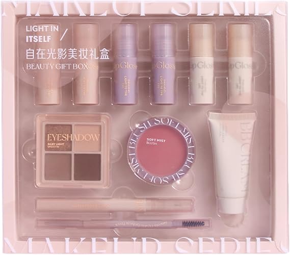 Makeup Set Makeup Kit Cosmetic Set Full Beauty Cosmetic Set for Women Full Makeup 11 Piece Full Makeup Kit Cosmetic Combination Popular Cosmetics Set Long Lasting Waterproof Sweat Resistant Skin Friendly Real Cosmetics Makeup Enthusiasts Women Beginners Students Daily Use All-in-One Makeup Kit