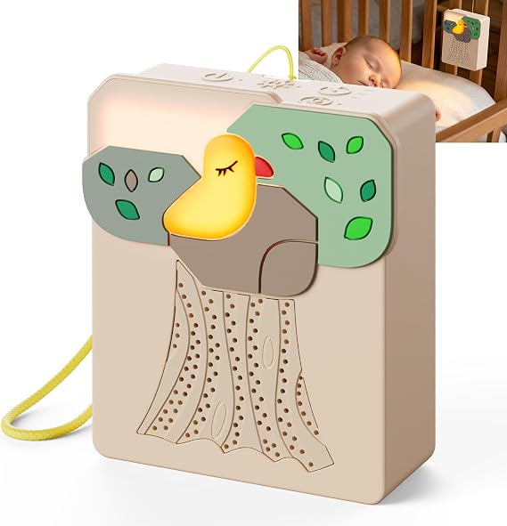 Sound Machine for Baby Soother,AI Cry Detection & Auto-Soothing,Parent-Voice Comfort,13 Soothing White Noise Machine,Record,Timer and Night Light, Ideal for Newborns,Sleeping Soother, Meditation